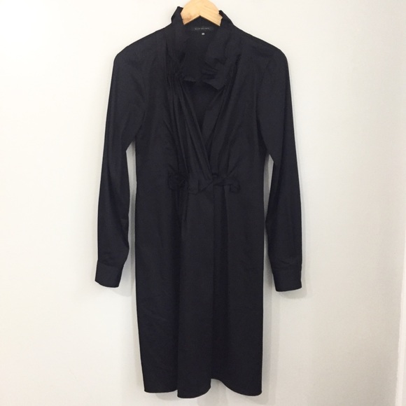 Ellie Tahari Black Ruffle Collar Dress Size 4 - Picture 6 of 7